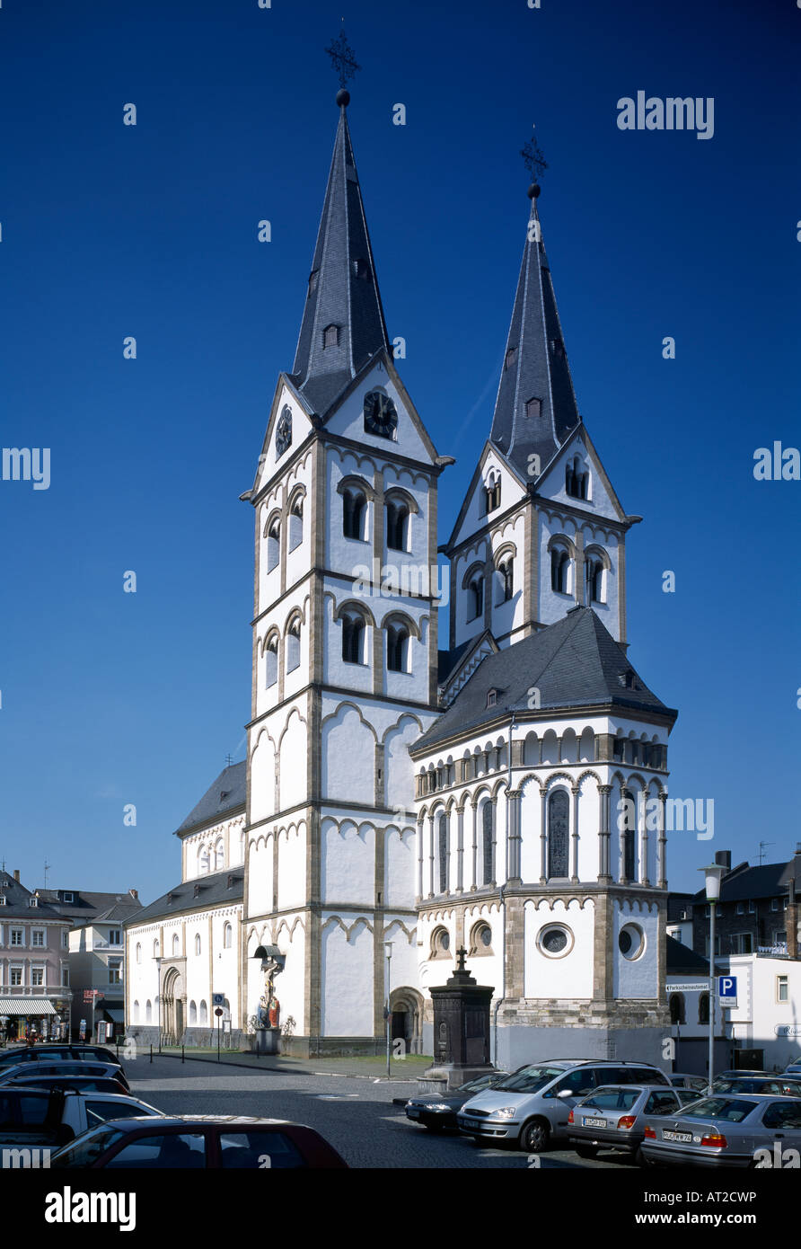 Boppard, Pfarrkirche San Severo, Blick von Südosten Foto Stock