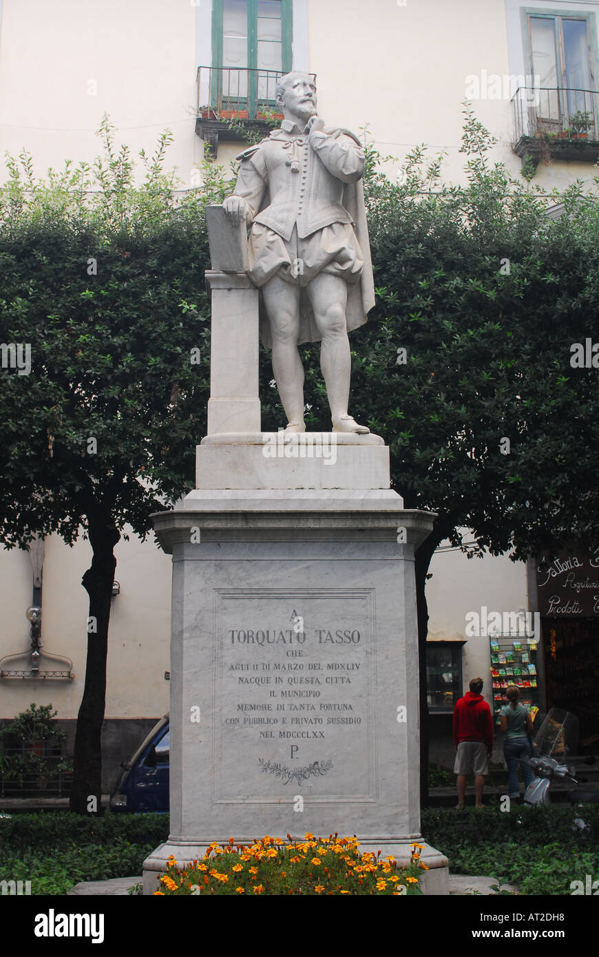 Statua di Torqauto Tasso il famoso poeta italiano che ha scritto "a Gerusalemme consegnato' Foto Stock