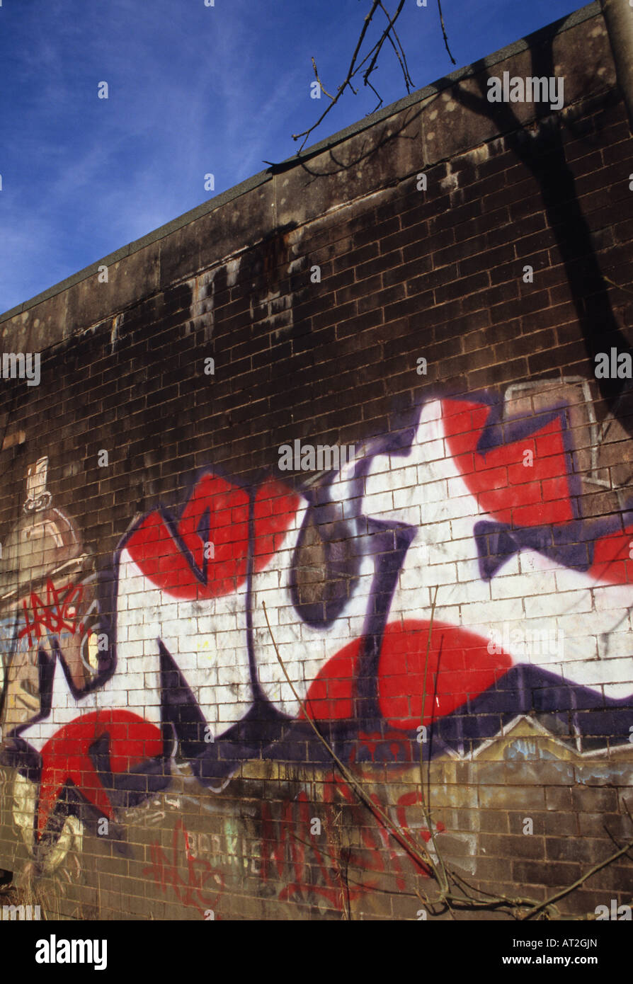 Graffiti su un muro di Stoke-on-Trent Foto Stock
