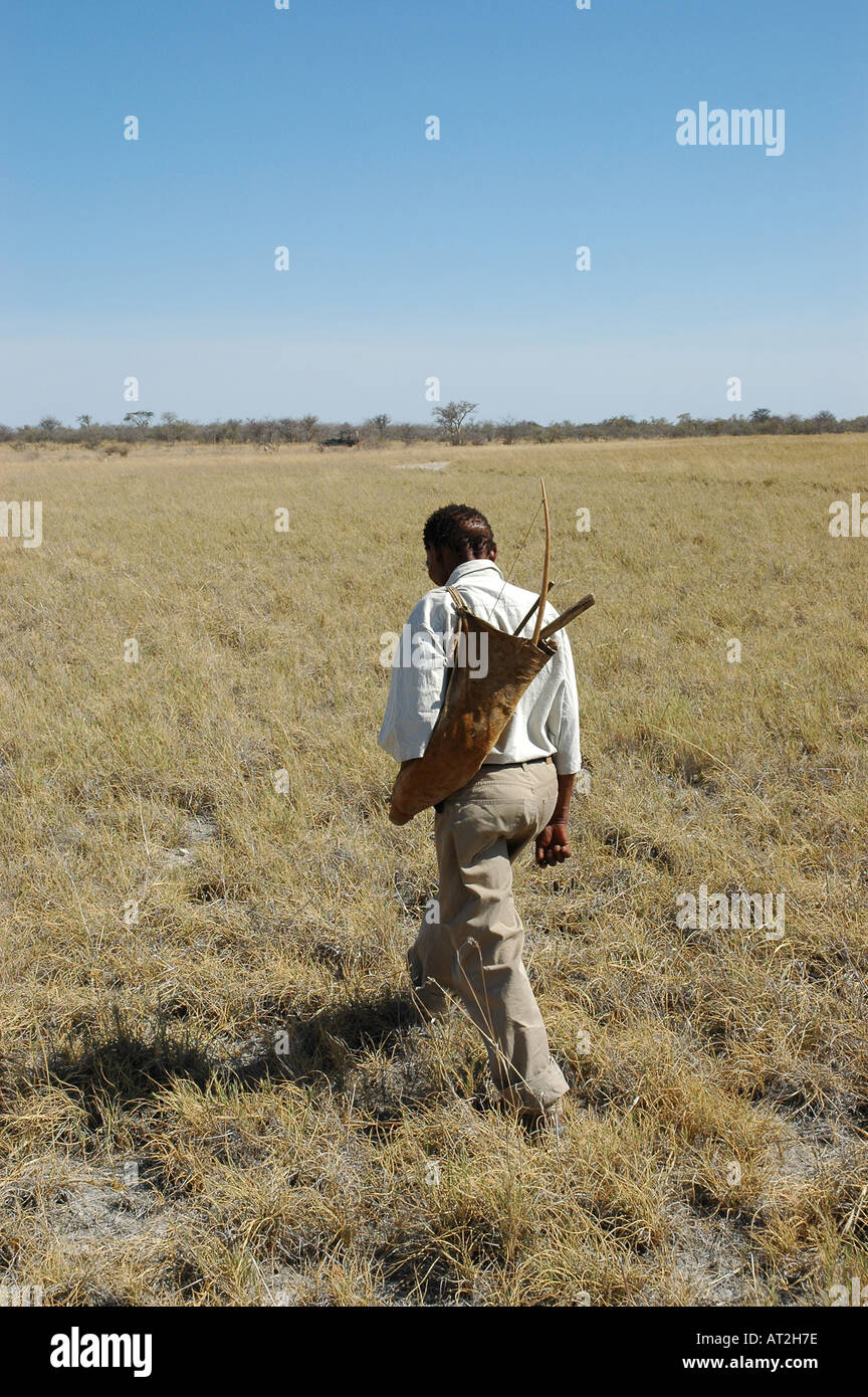 Boscimani San nel deserto Kalahari Botswana Sud Africa Foto Stock