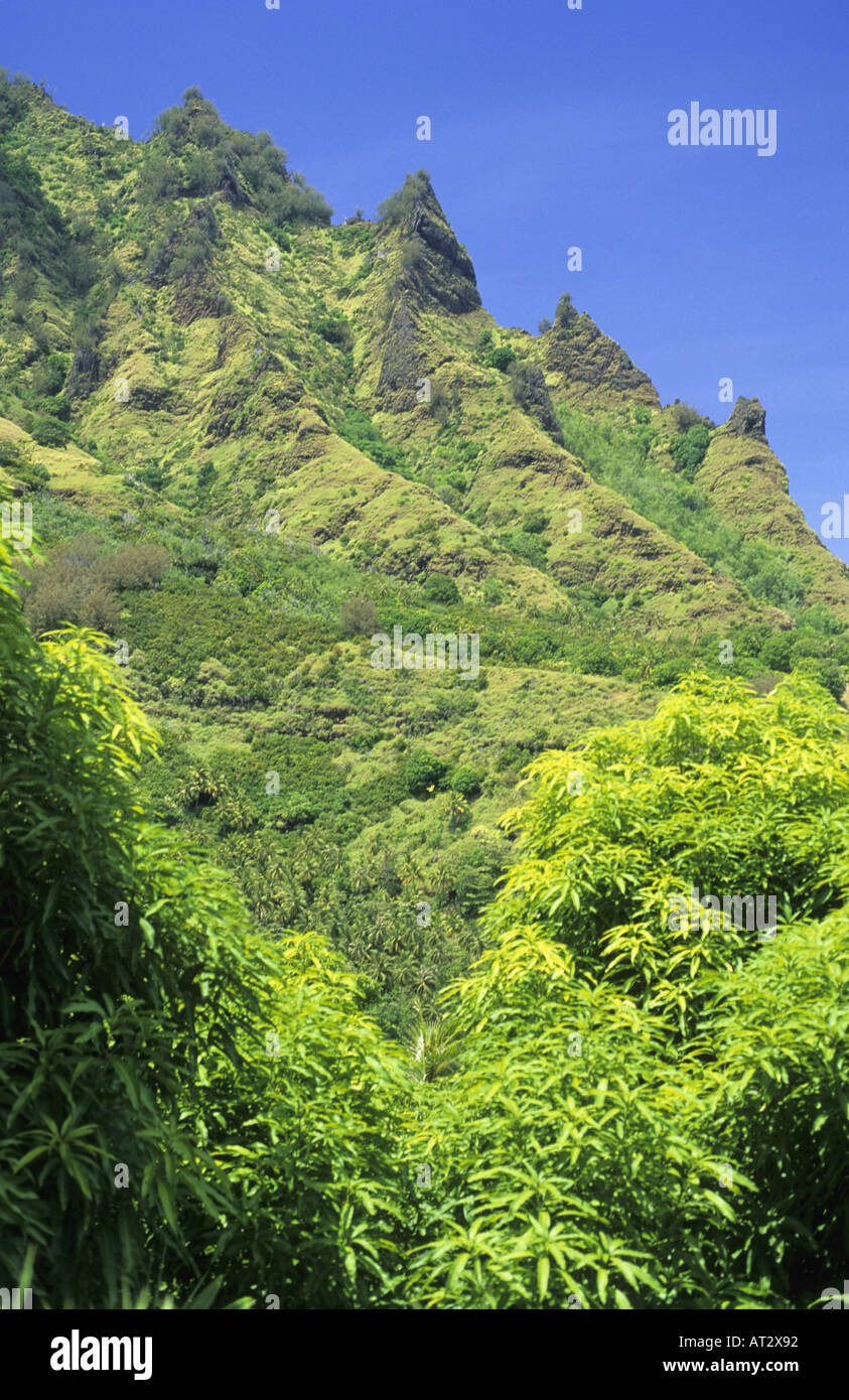 Omoa Montagne Fatu Hiva Isole Marchesi Polinesia Francese Foto Stock