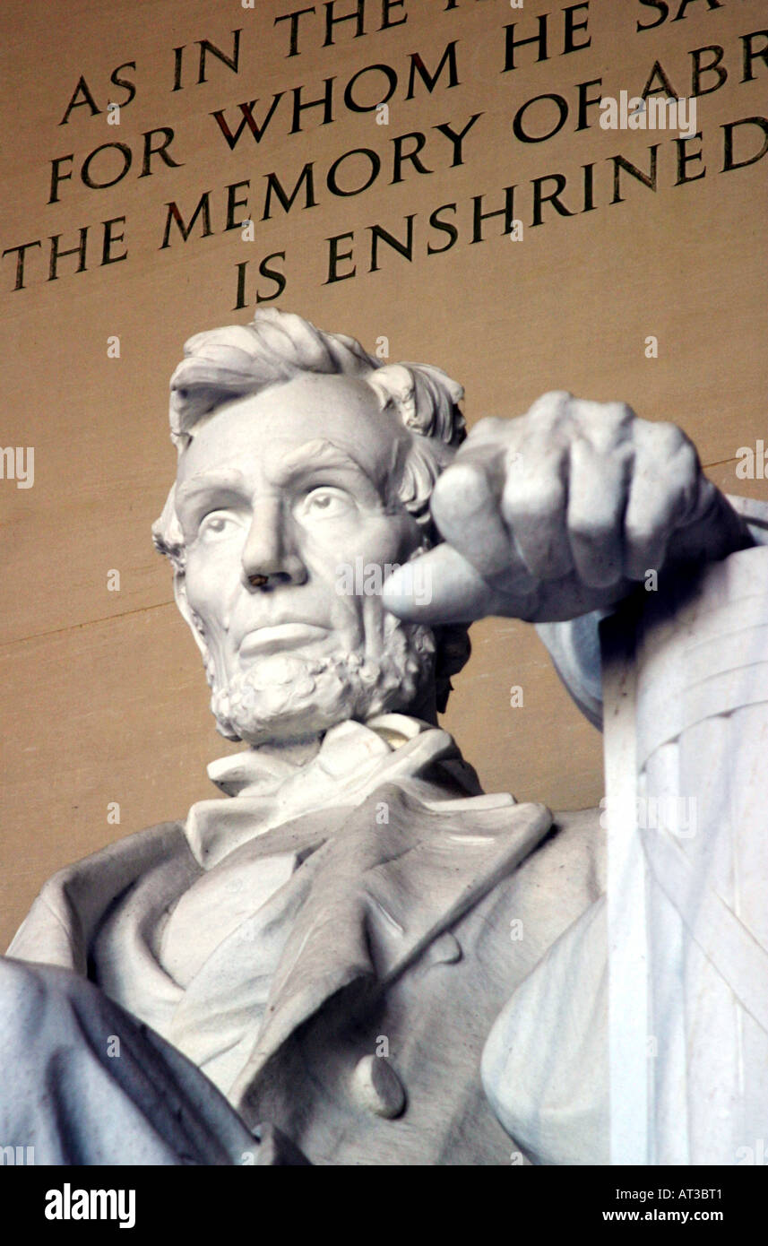 Abraham Lincoln statua Lincoln Memorial a Washington DC Foto Stock