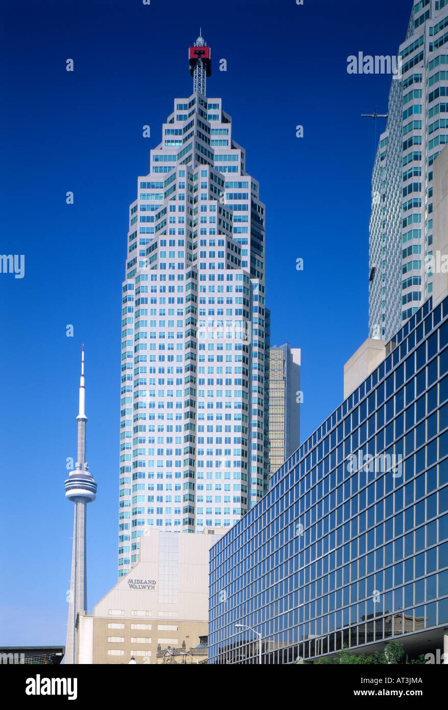 La CN Tower e grattacieli di Toronto, in Ontario in Canada Foto Stock