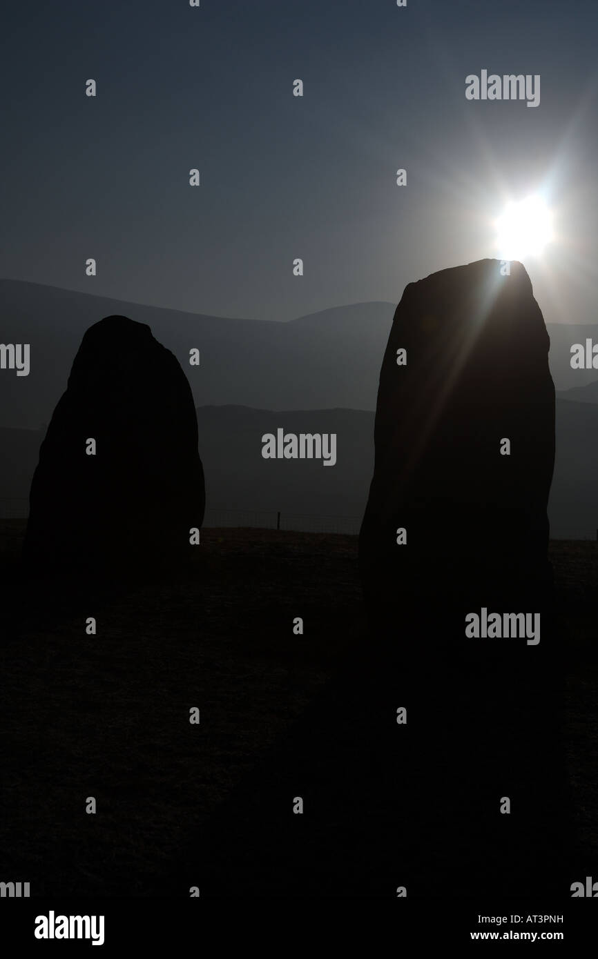 Sunrise over Castlerigg Stone Circle in Keswick, Cumbria Foto Stock