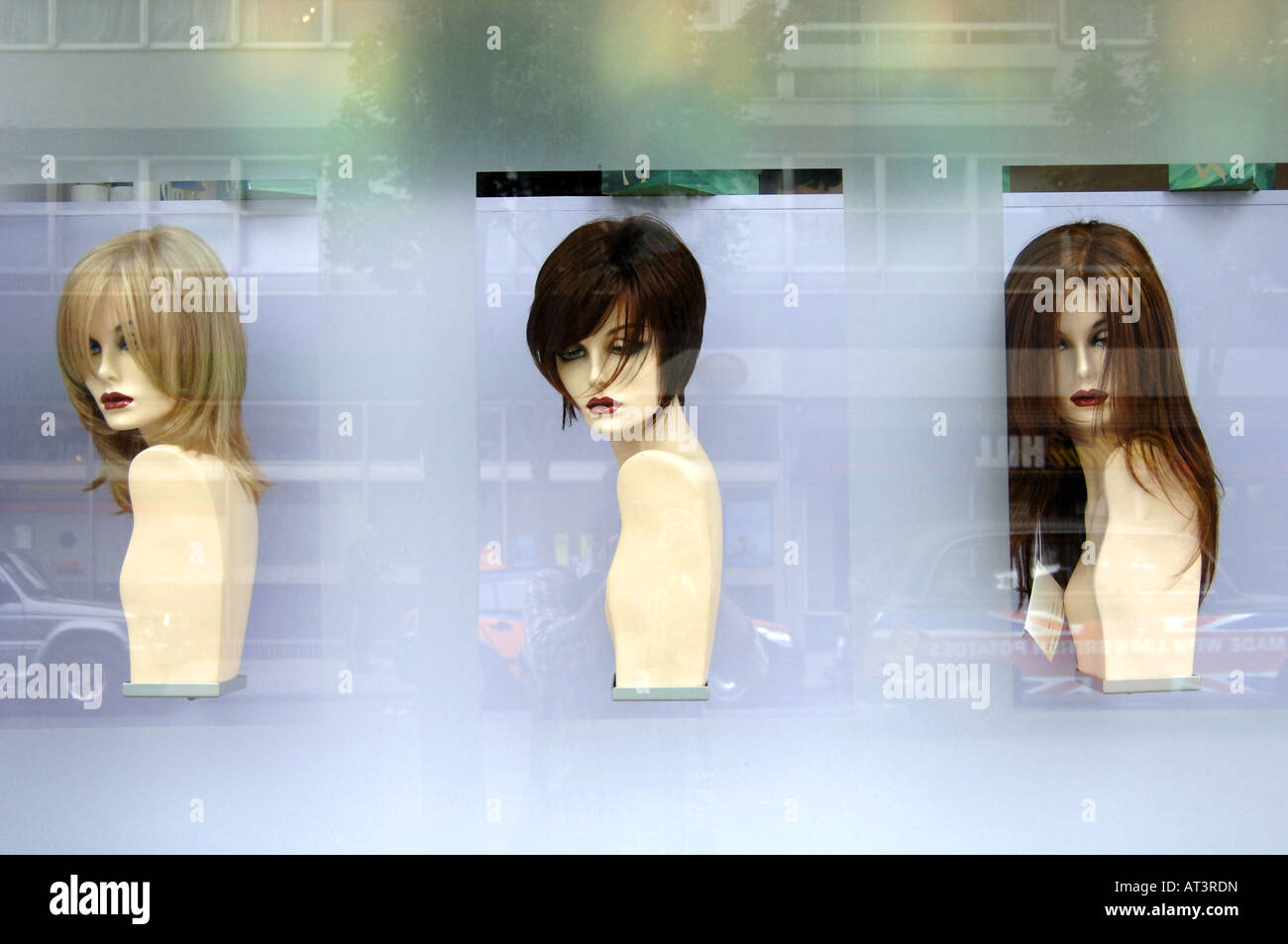 Mannequins visualizzazione acconciature Foto Stock