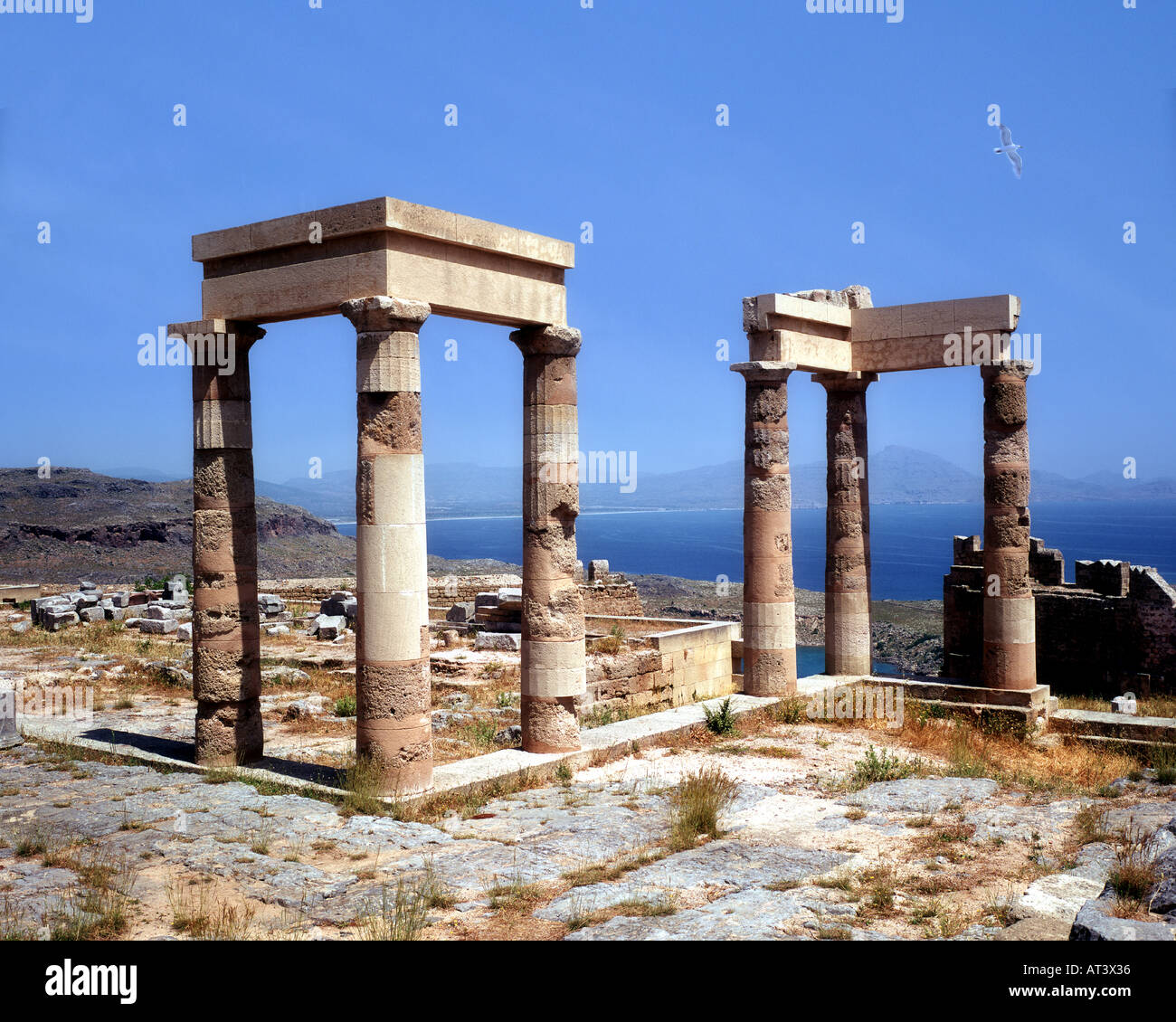 GR - Rhodes: l'acropoli di Lindos Foto Stock