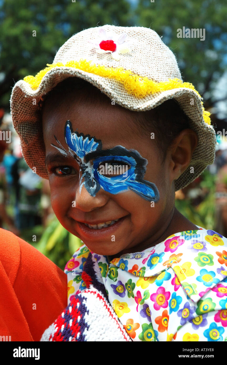 Ragazza giovane Goroka show PNG Foto Stock