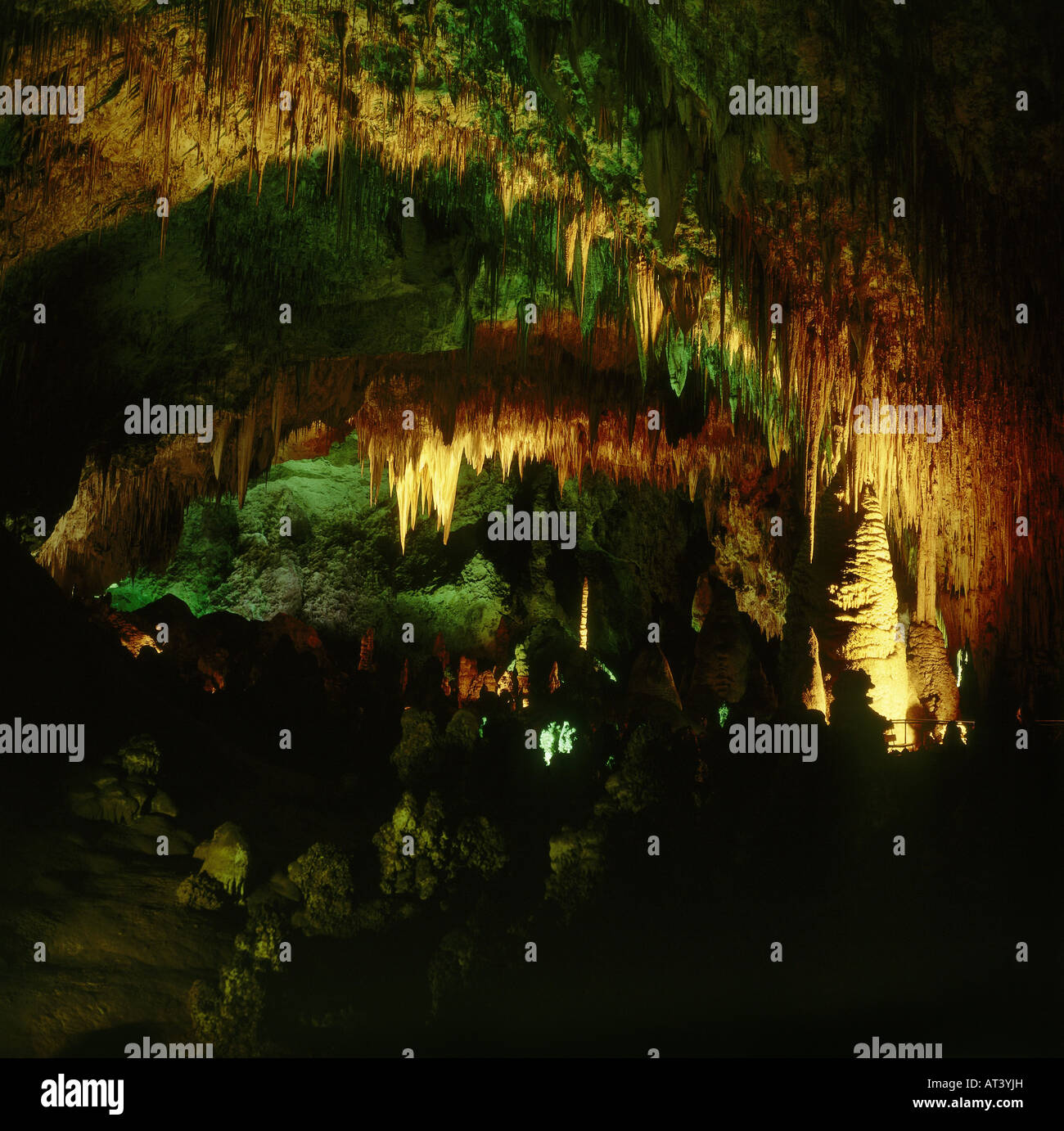 Geografia / viaggi, USA, New Mexico, Carlsbad Caverns, dripstone grotta di stalattiti e stalagmiti, Nord America, Patrimonio Mondiale Foto Stock