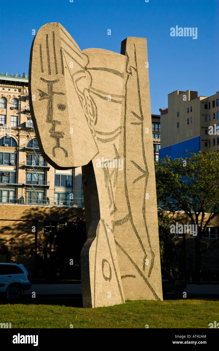 Picasso del busto di Sylvette (1934), eseguito da scultore norvegese Carl Nesjär, New York Foto Stock