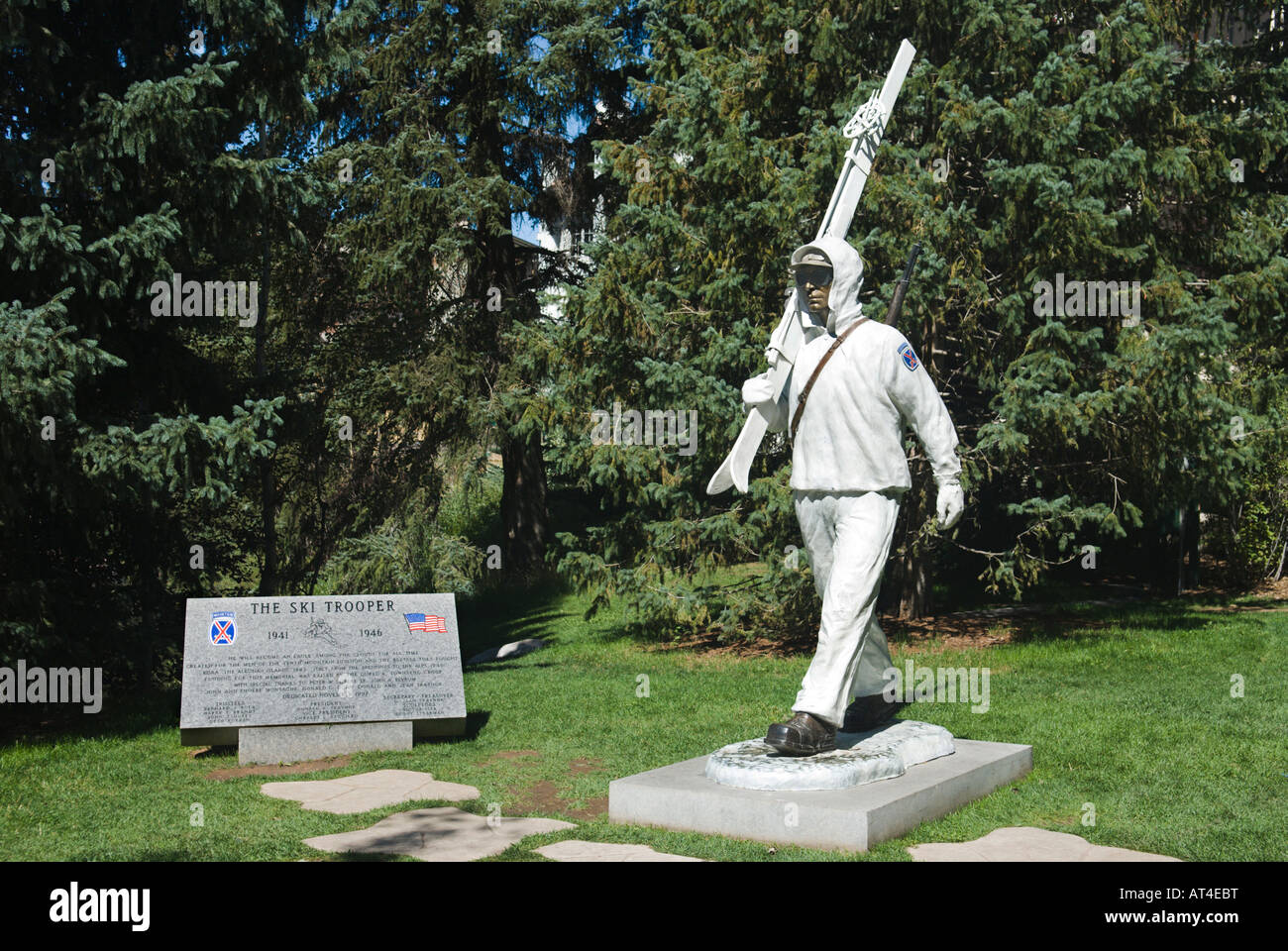 Decimo Montagna divisione soldato statua a Vail Colorado USA Foto Stock