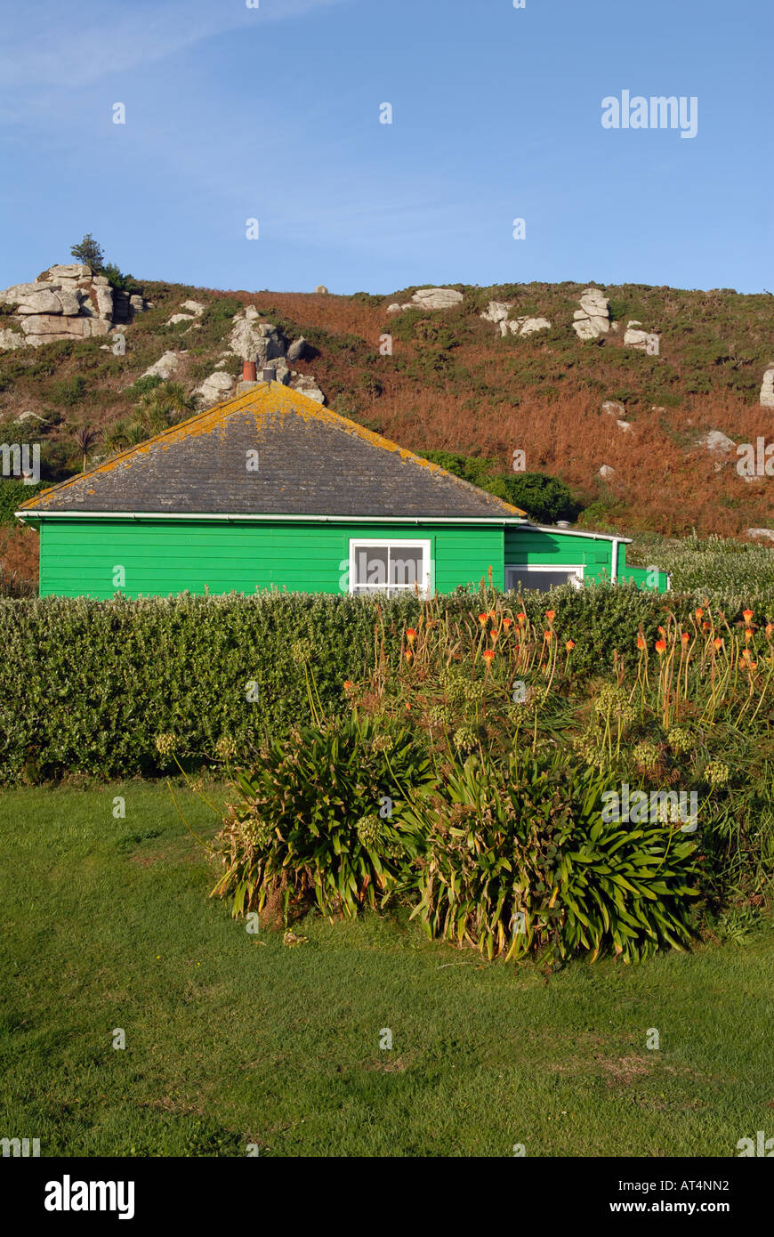 Casa sull'isola di Bryher, isole Scilly, UK. Foto Stock