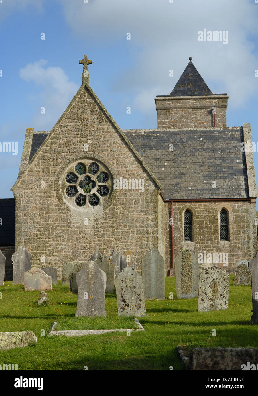 Chiesa dell'isola di Tresco, isole Scilly, UK. Foto Stock