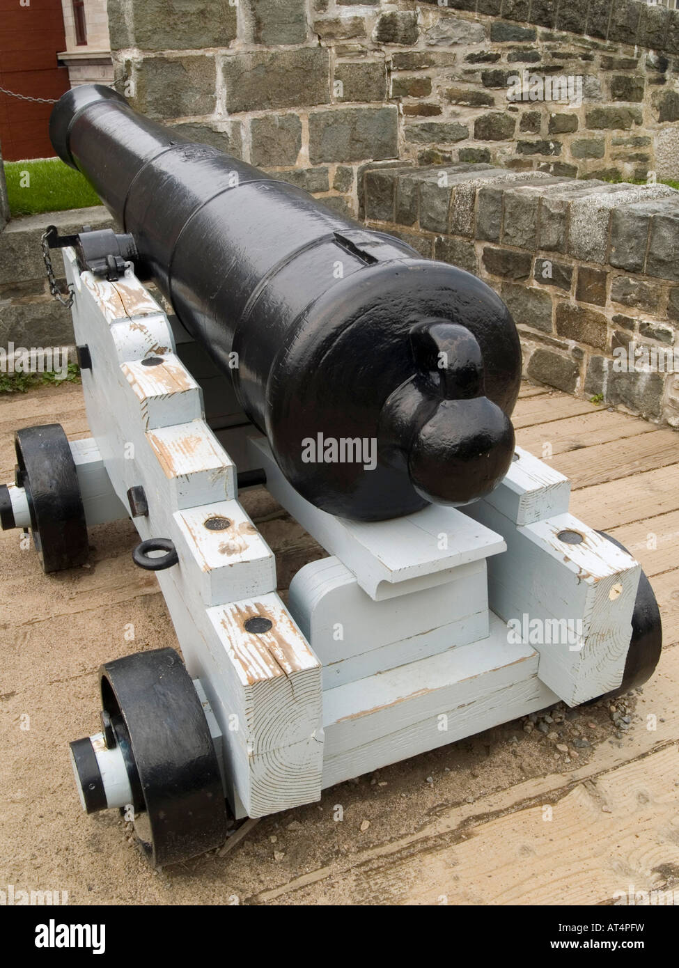 Un cannone sulle fortificazioni de Quebec Quebec City in Canada Foto Stock