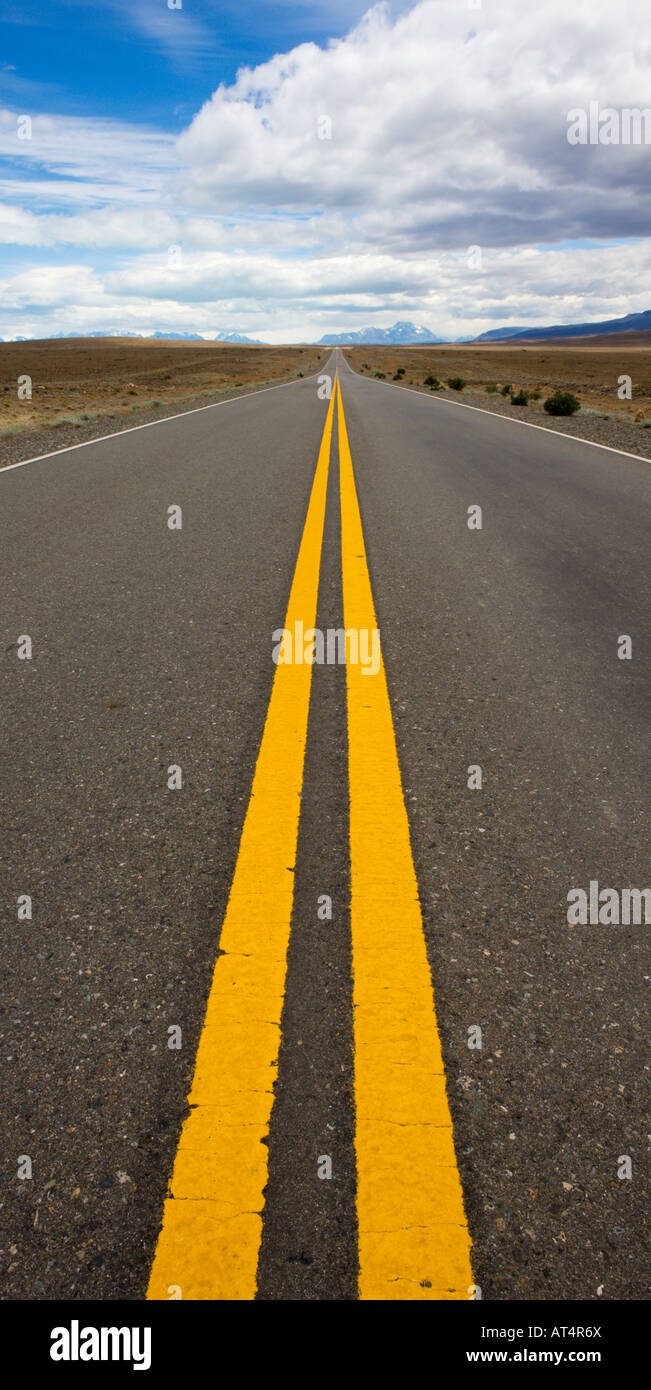 Famoso baccalà autostrada Route 40 taglia attraverso il paesaggio di steppa, Argentina Foto Stock