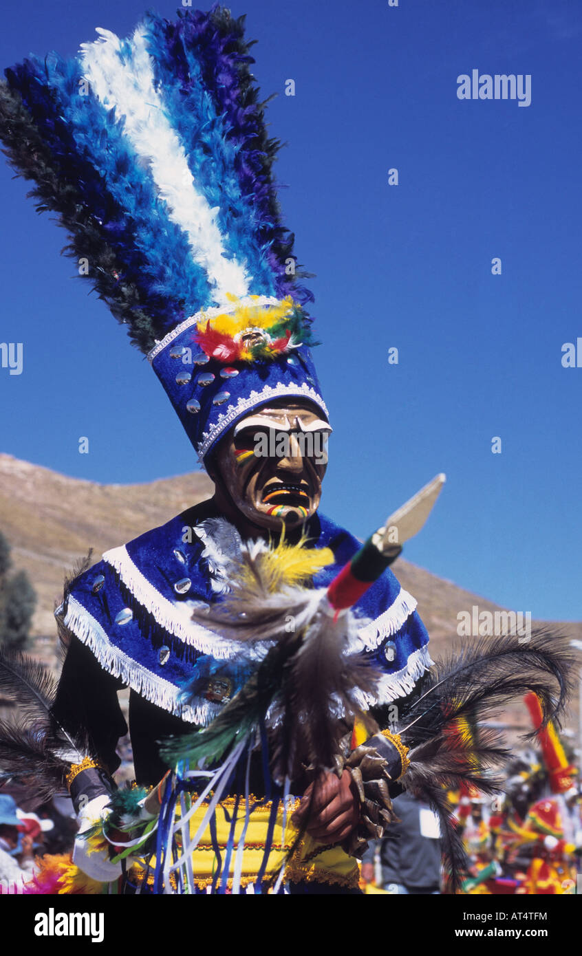 Tobas mascherato ballerino, Chutillos festival, Potosi, Bolivia Foto Stock