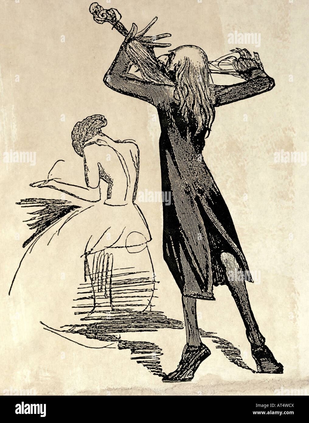 Belle arti, Dore, Gustave (1832 - 1883), grafica caricatura su virtuosi esecutori, incisione su legno, basato su Dore, circa 1860, collezione privata, artista del diritto d'autore non deve essere cancellata Foto Stock
