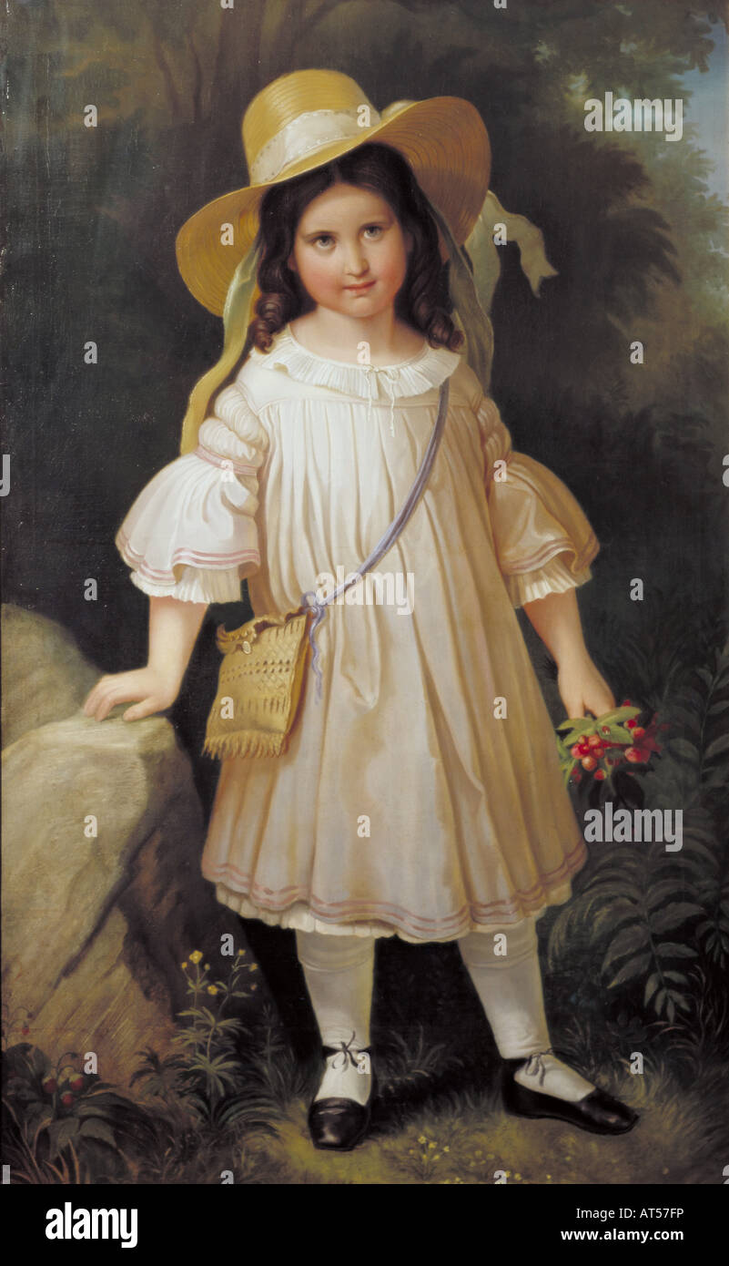 Belle arti, Kaulbach Wilhelm von, (1805 - 1874), pittura, figlia Johanna, um 1840/1850, olio su tela, Stadtmuseum, Monaco di Baviera, , artista del diritto d'autore non deve essere cancellata Foto Stock