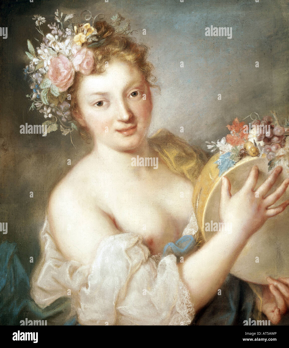 Belle arti, Carriera, Rosalba (1675 - 1757), "l'allegoria della musica, pittura, pre 1730, pastello, Nazionale Bavarese, artista del diritto d'autore non deve essere cancellata Foto Stock