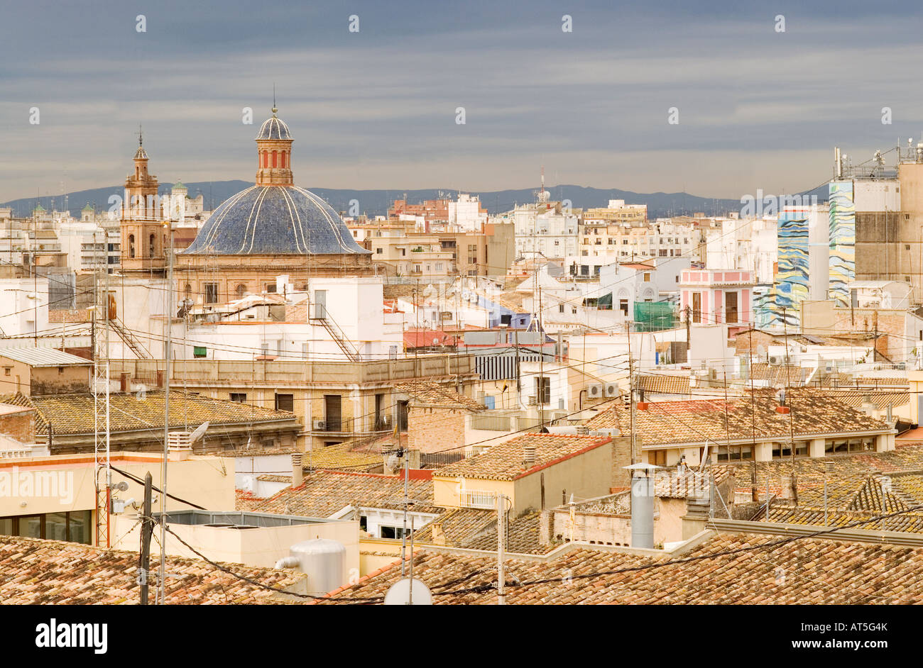 Vista della parte vecchia della città di Valencia, Spagna Foto Stock