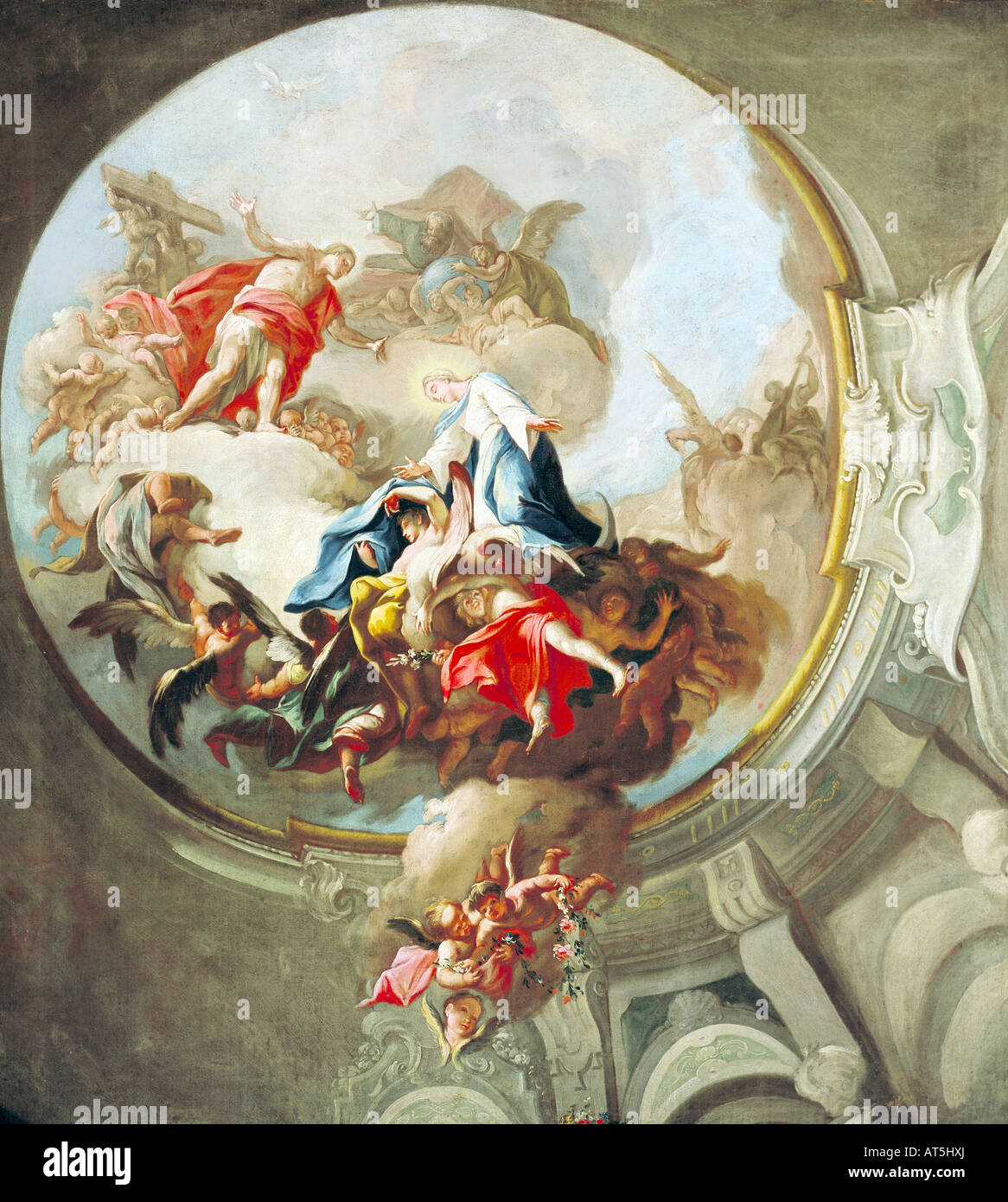Belle arti, Troger, Paul (um 1698 - 1762), pittura, 'Assunzione di Maria", scetch, XVIII secolo, olio su tela, Museo Nazionale Bavarese di Monaco di Baviera , artista del diritto d'autore non deve essere cancellata Foto Stock