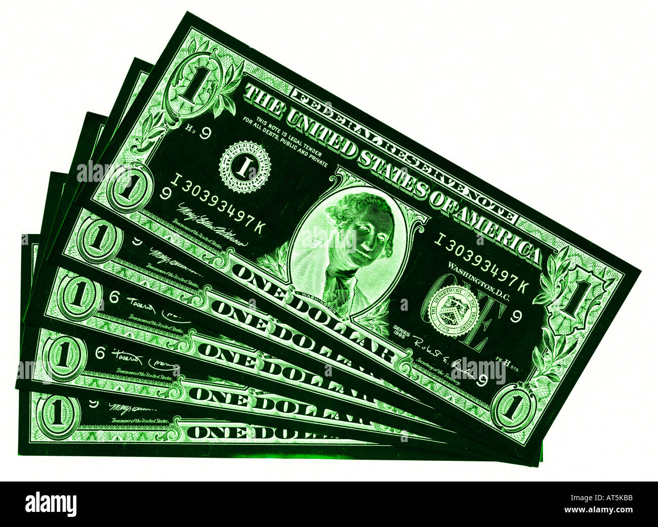 Cinque uno le fatture del dollaro US Foto Stock