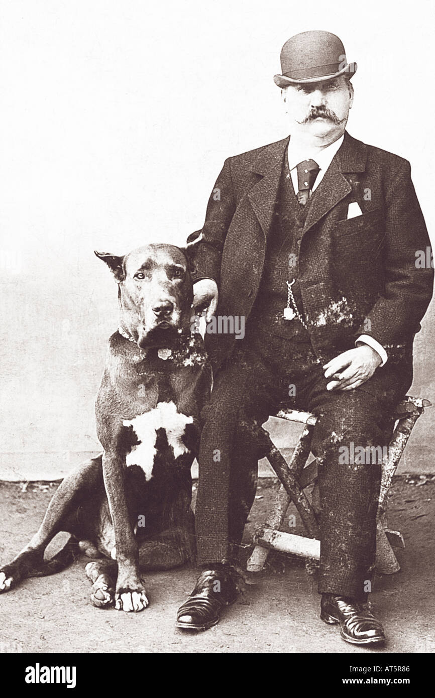 Volksbilder Hundebesitzer 1900 Foto Stock