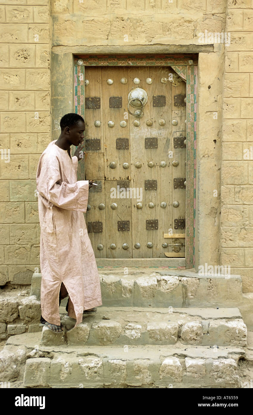 Porta ornati, Timbuktu (Tombouctou), Mali Foto Stock