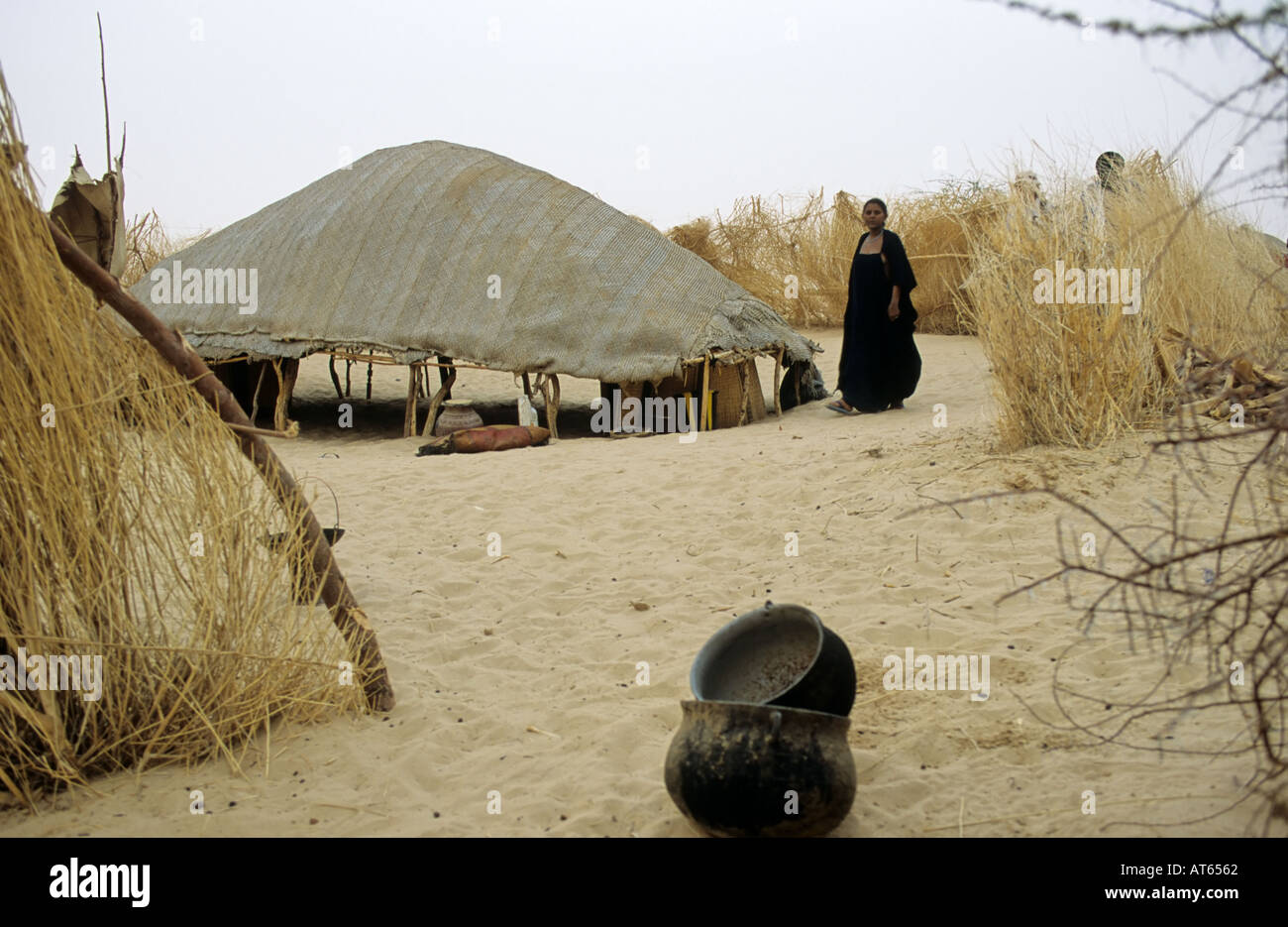 Il Tuareg camp, Timbuktu (Tombouctou), Mali Foto Stock
