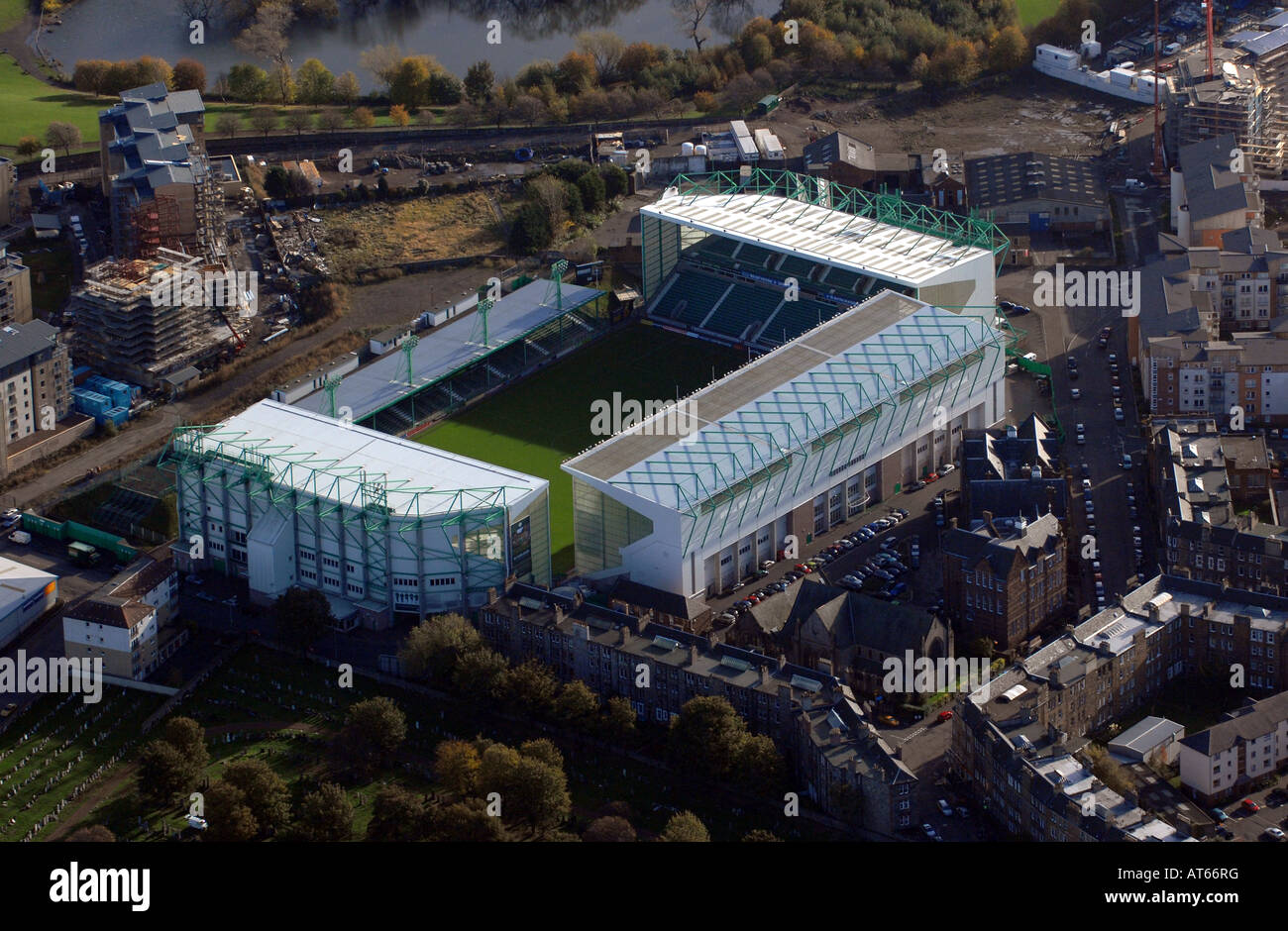 Easter Road, Hibernian Football Stadium di Edimburgo Foto Stock