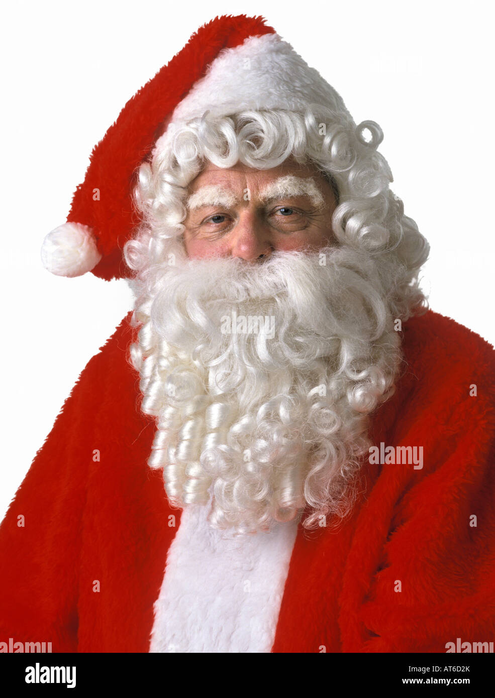 Ritratto di Babbo Natale su sfondo bianco Foto Stock