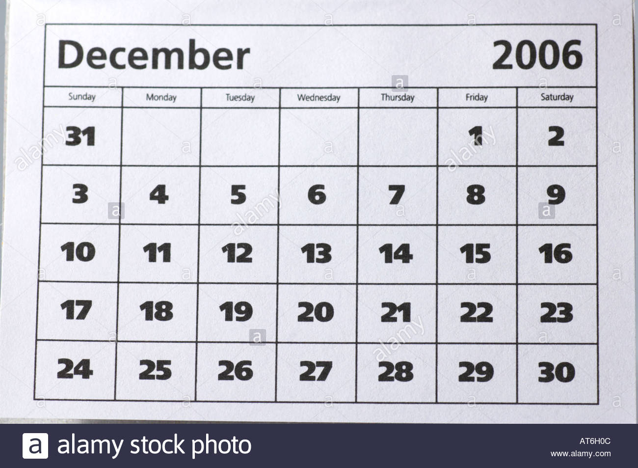 Calendario Dicembre 2006 Foto Stock Alamy calendario 2006 dicembre