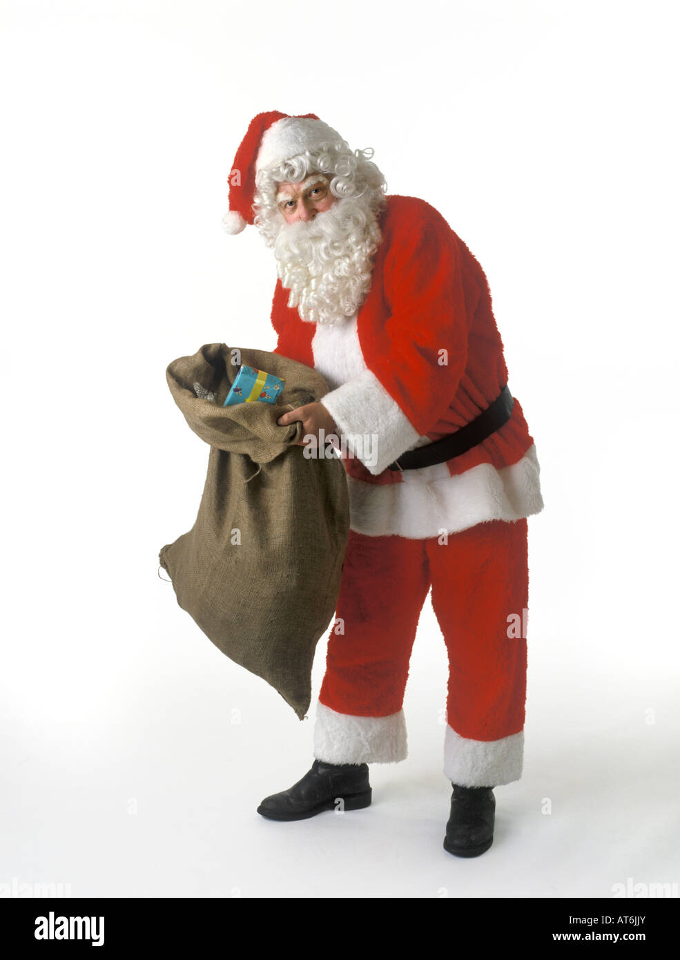 Babbo Natale con un sacco pieno di regali Foto Stock
