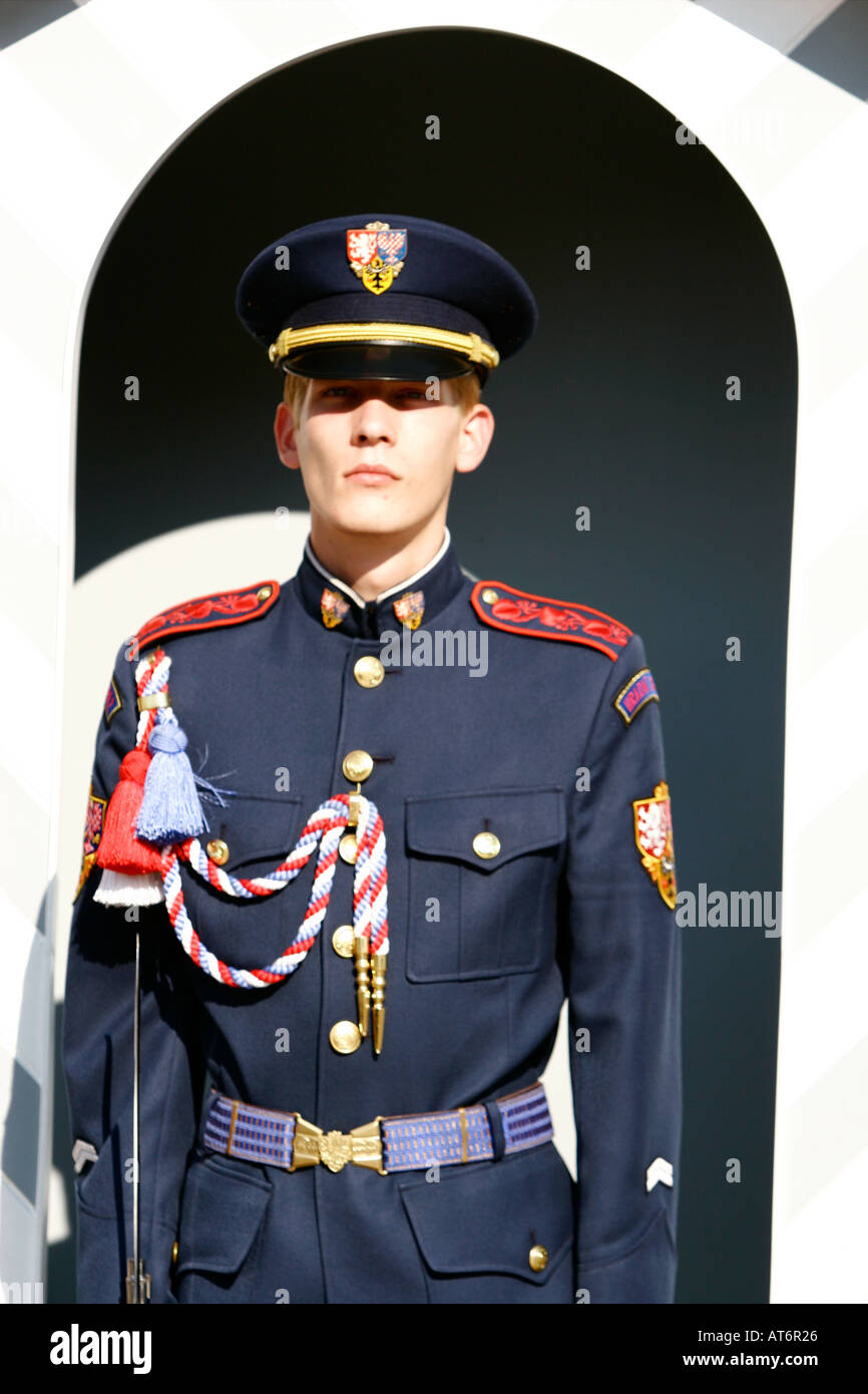 Gaurd a Praga Repubblica Ceca Foto Stock