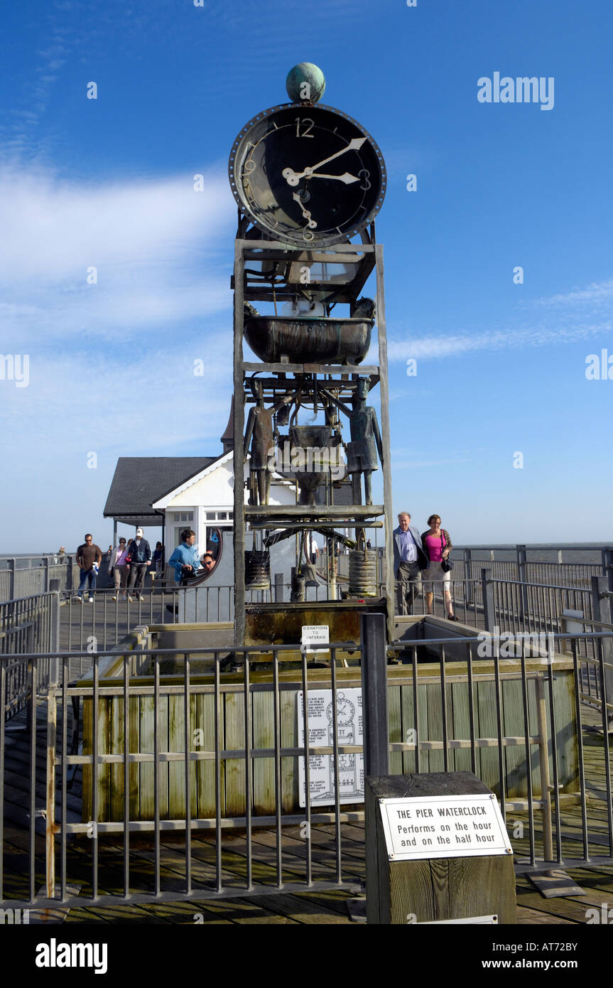 "Orologio ad acqua' sul molo, Southwold-on-Sea, Suffolk Foto Stock