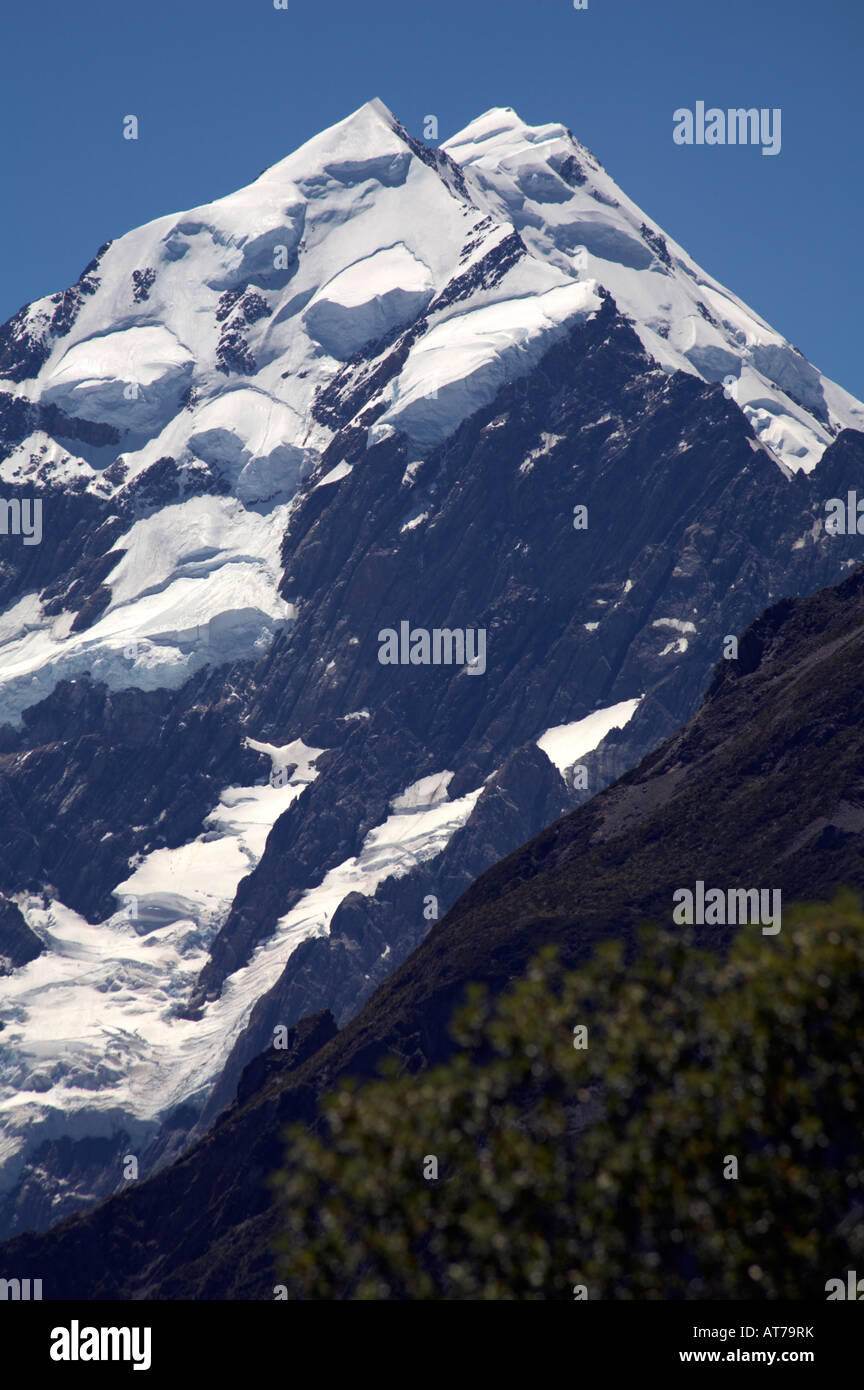 Cime del Monte Cook, il Parco nazionale di Mount Cook, isola del Sud, Nuova Zelanda Foto Stock