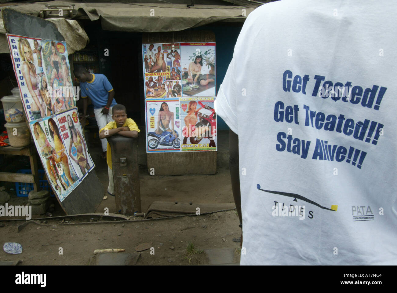 In Lagos numerose sono le persone contagiate dal virus dell AIDS. Gli attivisti venuti per migliori diritti e il libero accesso ai farmaci ARV Foto Stock