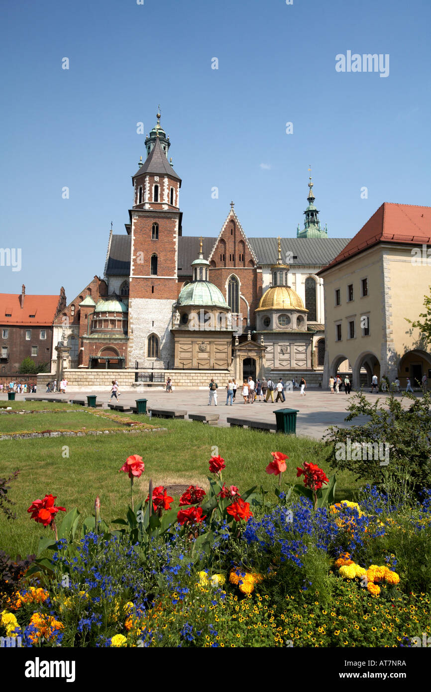 In Europa orientale la Polonia Malopolska Provincia Cracovia Cracovia Cracof Royal Wawel Catherdral cupole Castle Foto Stock