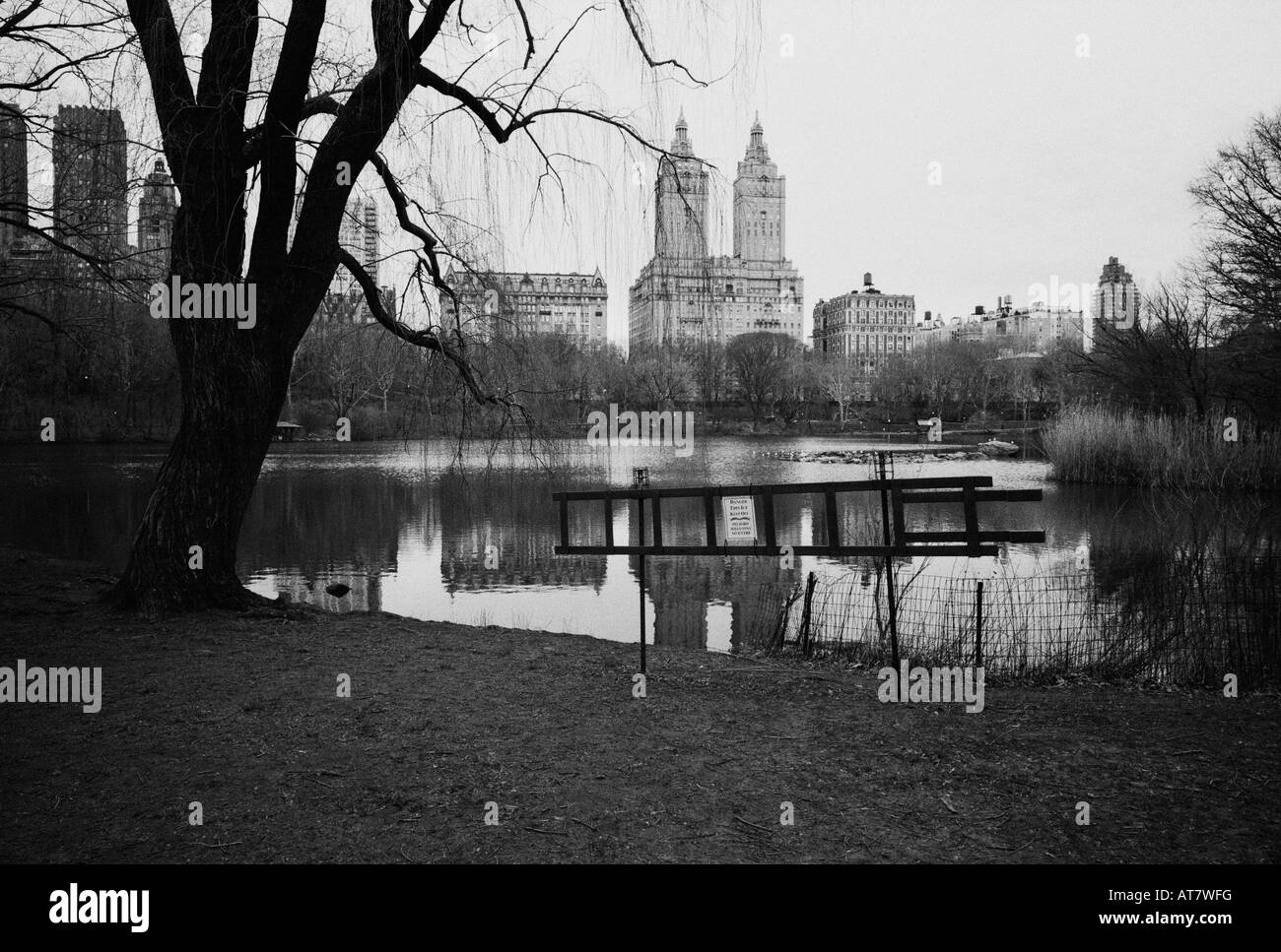 Central Park in inverno una vista del lago Foto Stock