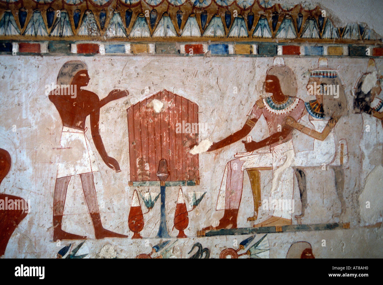 Luxor Egitto Valle dei Nobili Tomba di Menna (TT69) Tomba Pittura di Menna e sua moglie Henuttawi Foto Stock