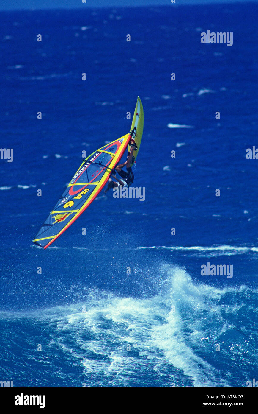 Windsurf Hookipa Beach Park, Maui Foto Stock