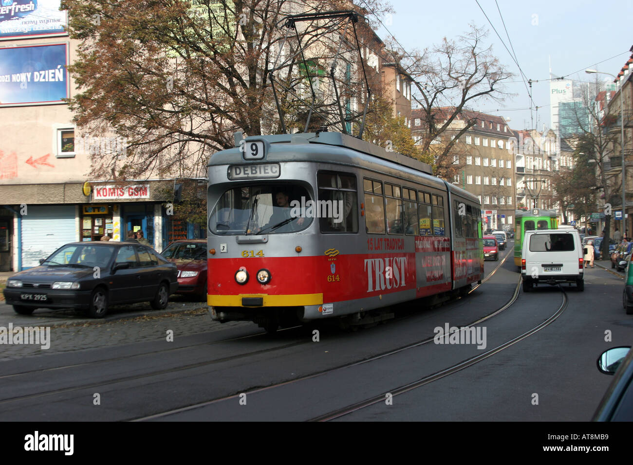 Il tram a Poznan, in Polonia, immagine da Tony Rusecki Foto Stock