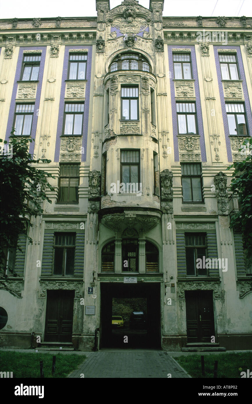 Architettura Art Nouveau 8 Alberta Iela Riga, Lettonia Foto Stock