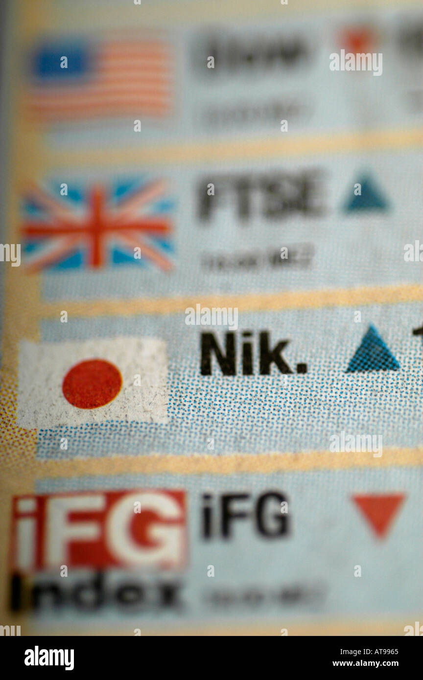 Scambio internazionale, FTSE, Nikkei, iFG Foto Stock