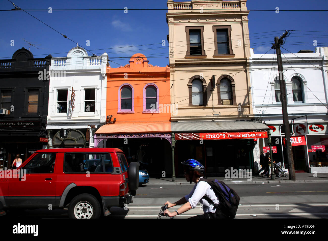Architettura vittoriana su Melbourne trendy Brunswick Street Fitzroy Mebourne Australia Foto Stock