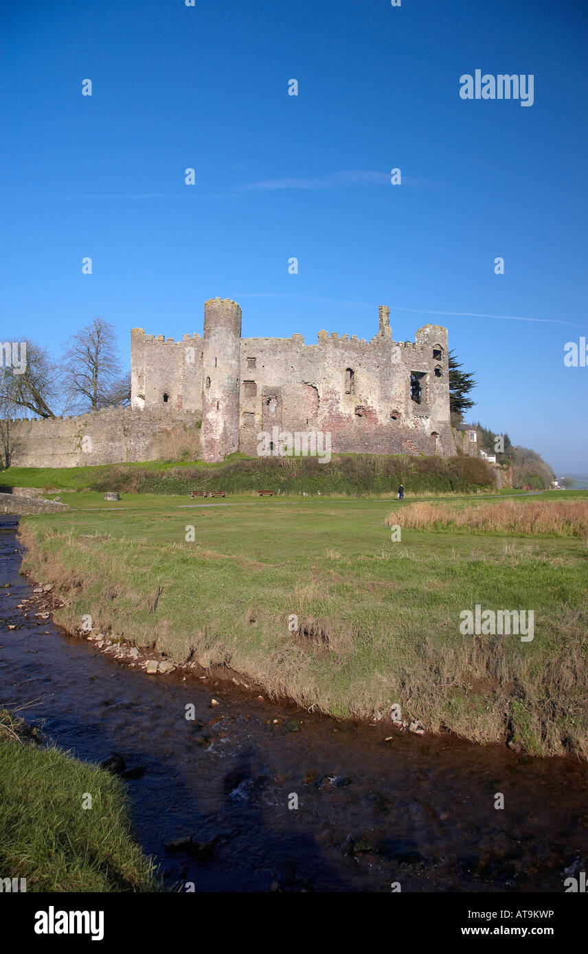 Laugharne Castello nel West Wales, Regno Unito Foto Stock