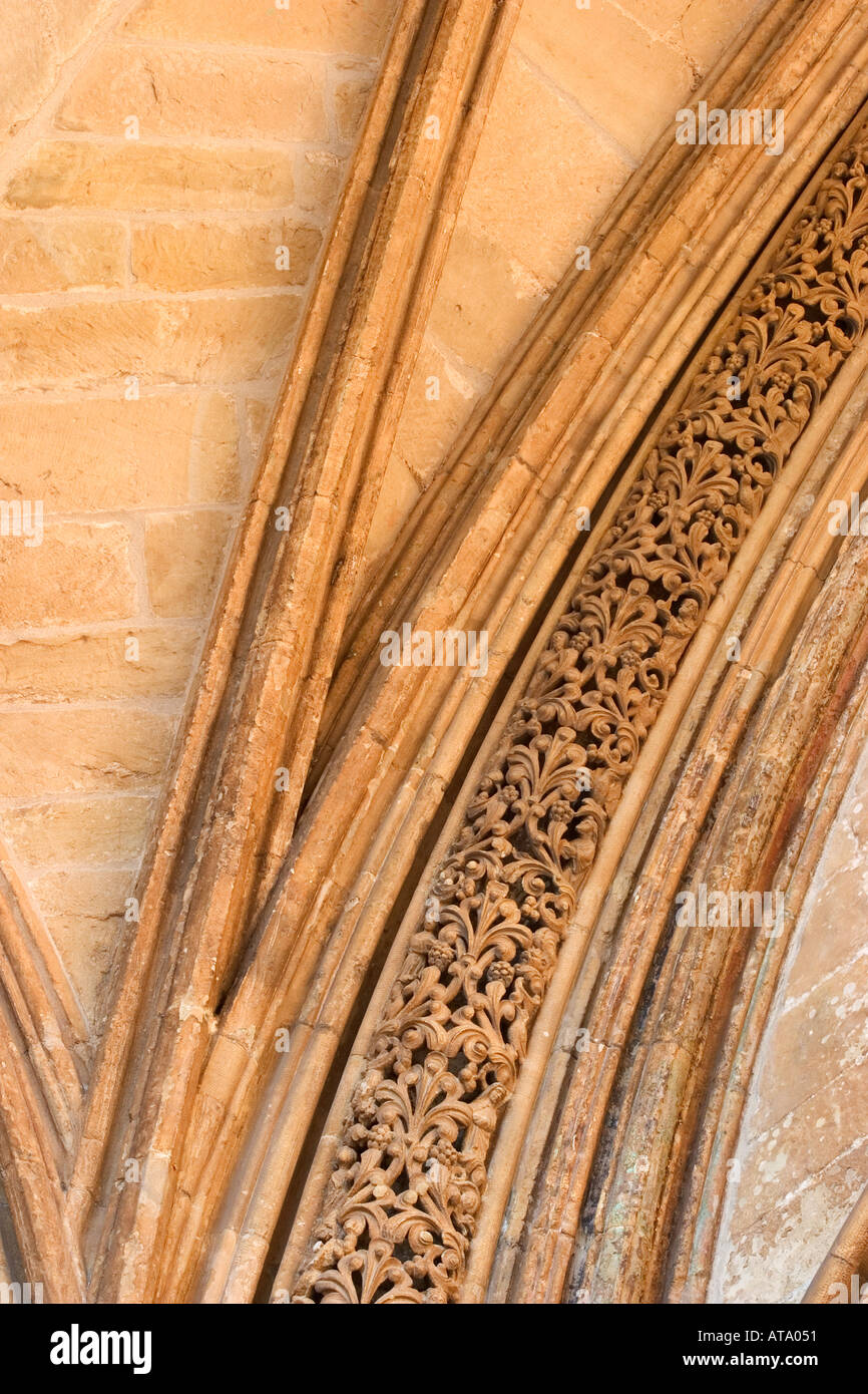 La Cattedrale di Salisbury Carving dettaglio Salisbury Inghilterra Foto Stock