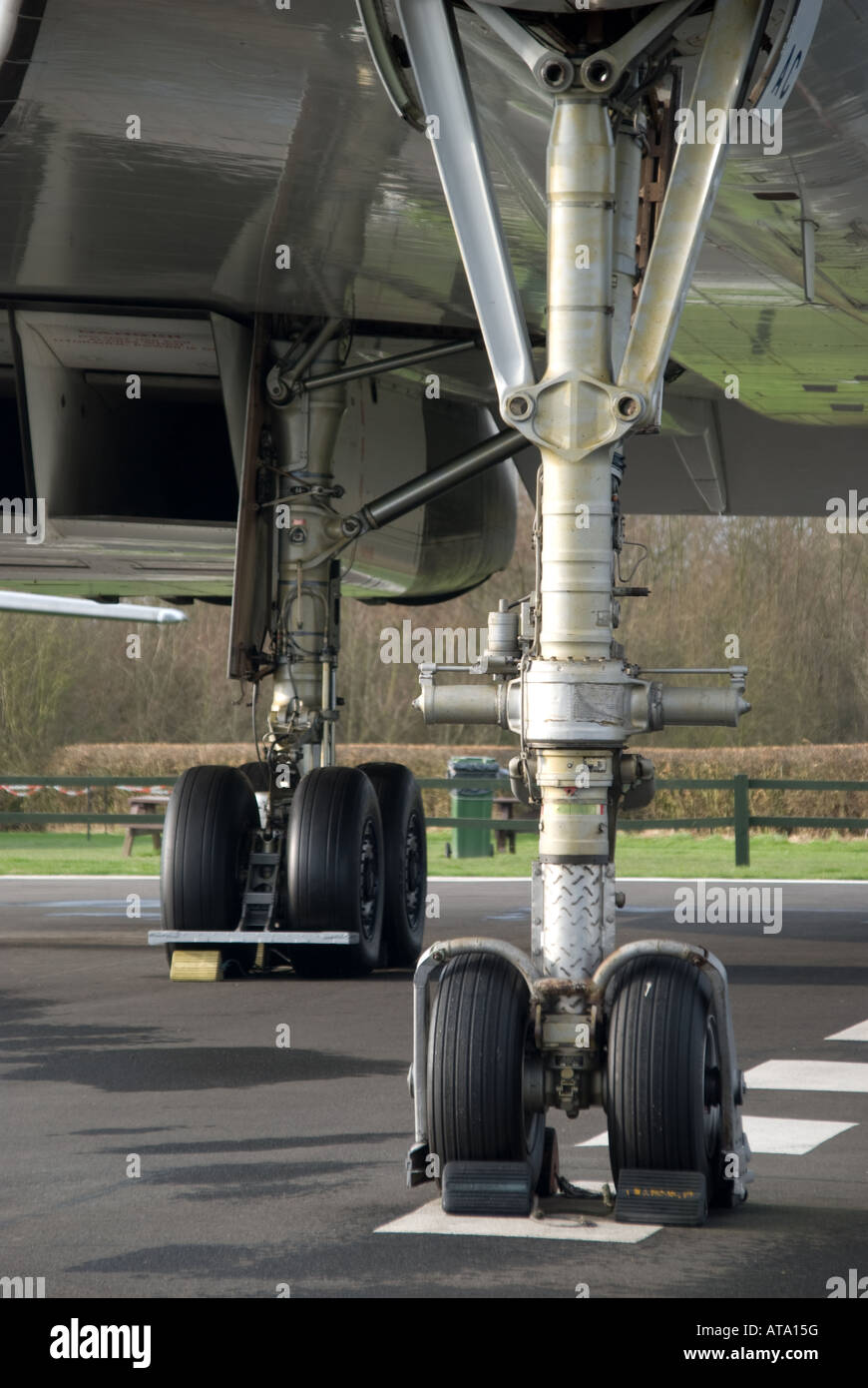 Concorde G-BOAC - anteriore e posteriore del carrello di atterraggio Foto Stock