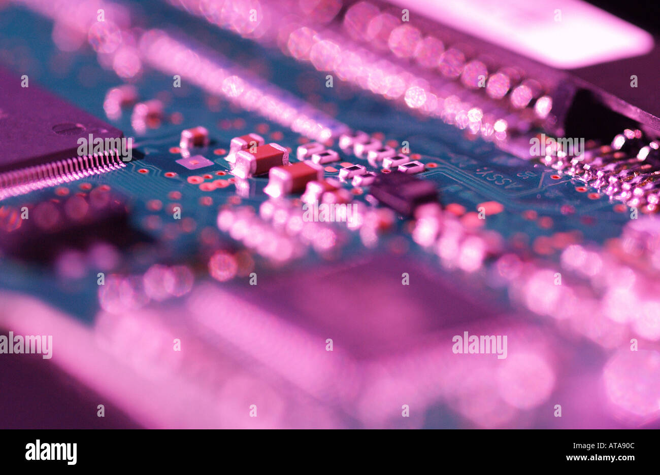 Primo piano della scheda a circuiti stampati Foto Stock