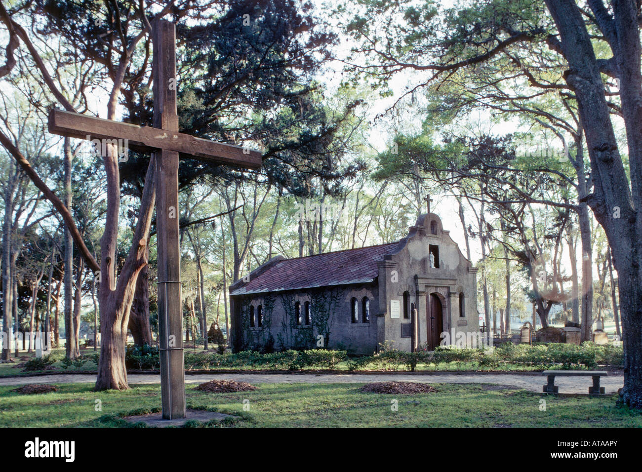 Cappella presso il sito del Nombre de Dios la missione a St Augustine, Florida USA Foto Stock