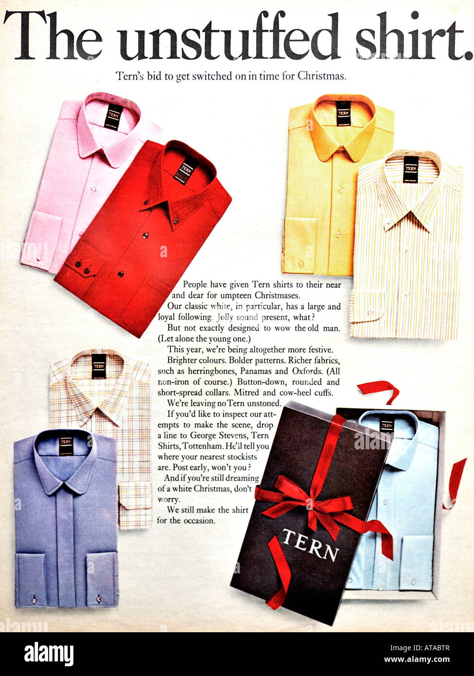 Tern camicie Natale annuncio rivista dicembre 1966 per solo uso editoriale Foto Stock